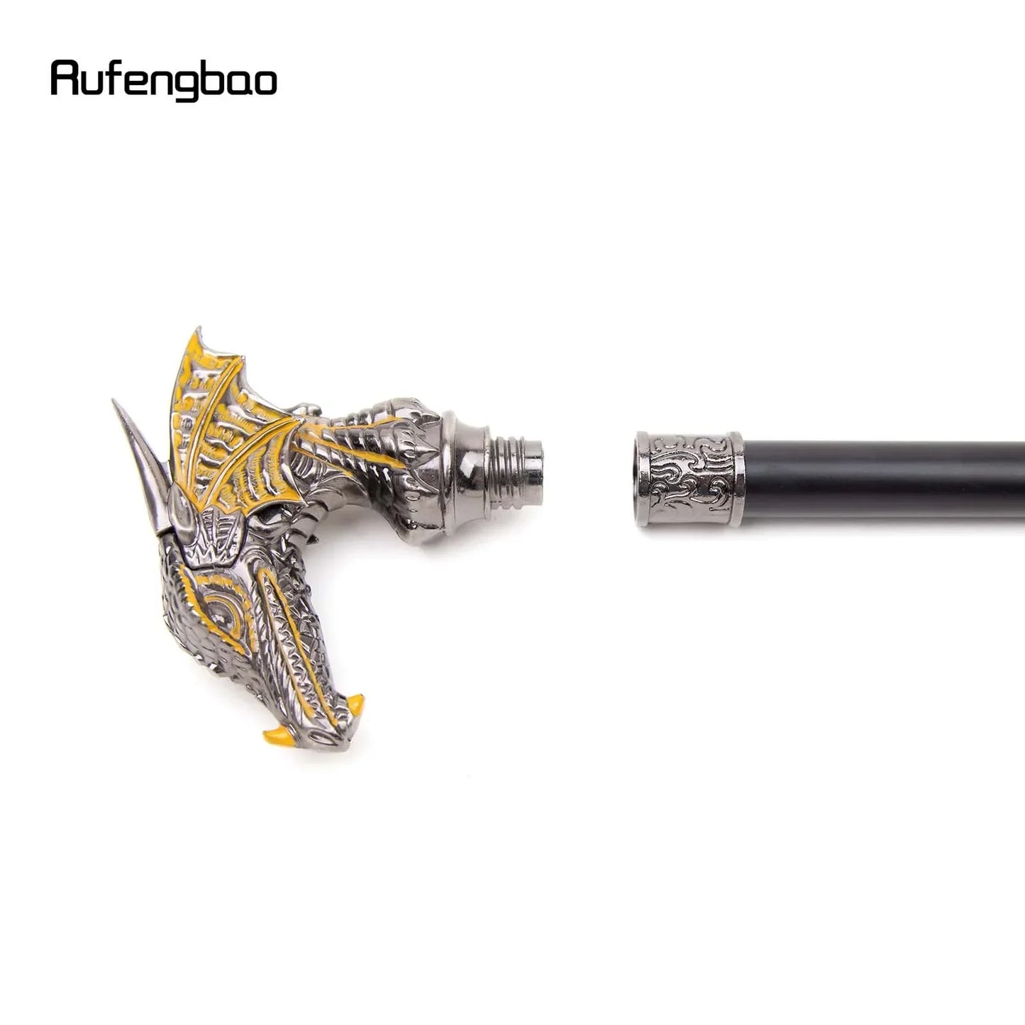 Golden Black Luxury Dragon Head Walking Cane Decorative Gentleman Elegant
