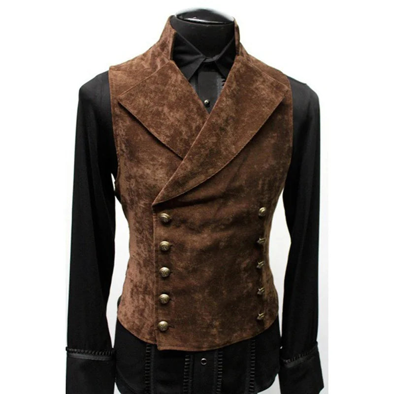 Gothic Vest Polyester Breast Waistcoat Double Vest Victorian Waistcoat