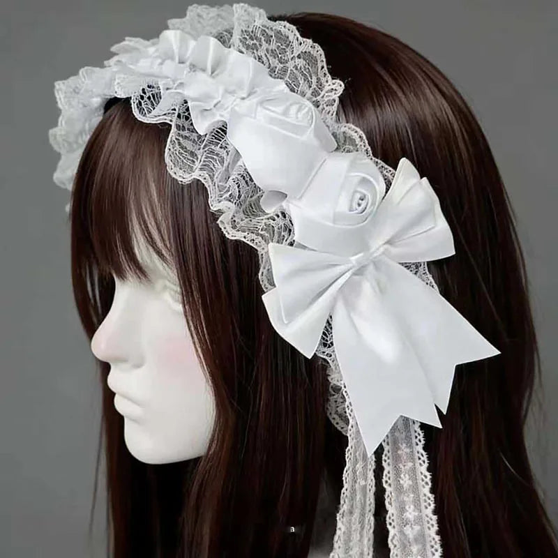 Double Satin Bow with Tassel Bonnet Girl Hair Accessories