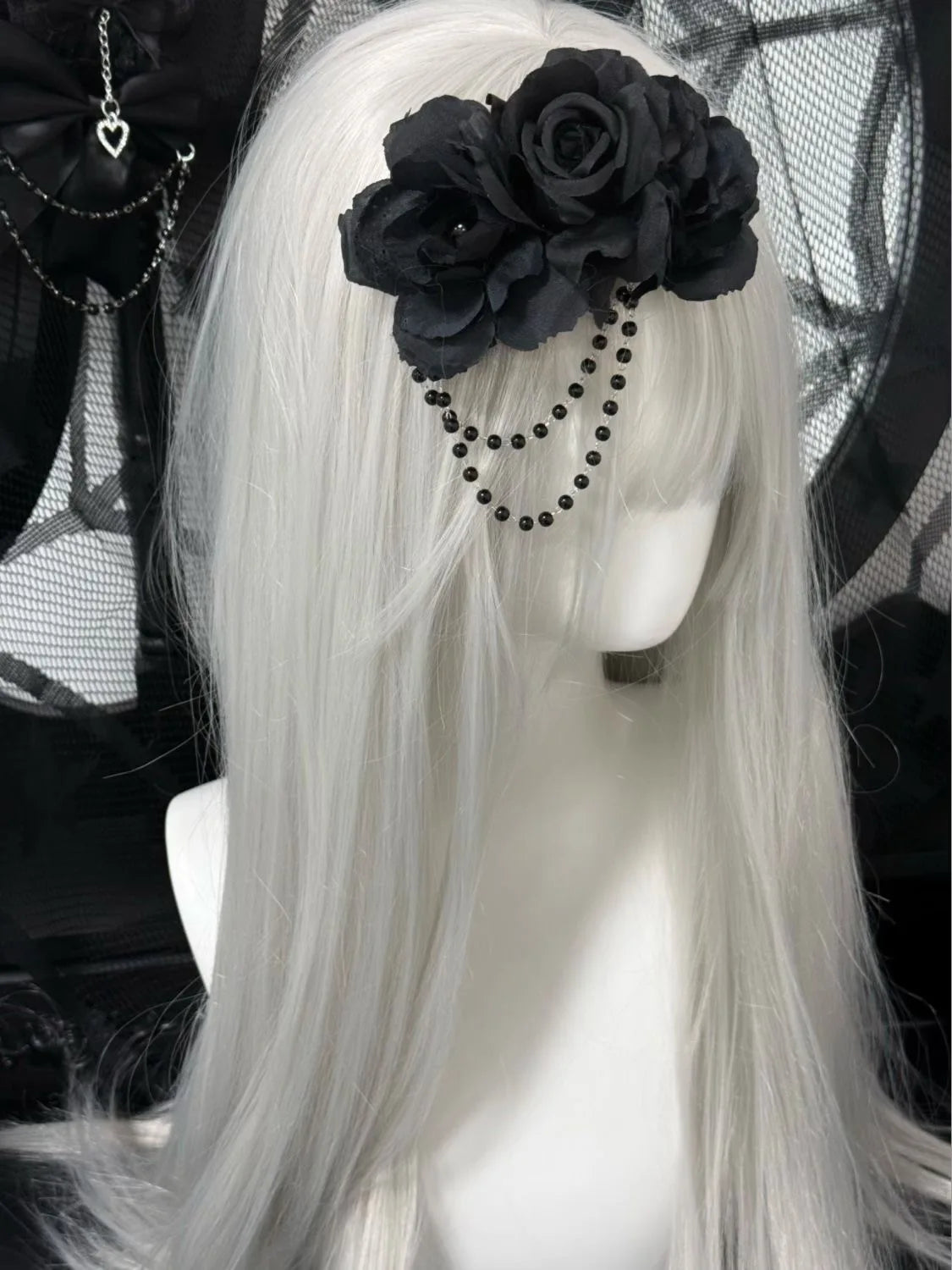 Black Rose Handmade Goth Hairpin