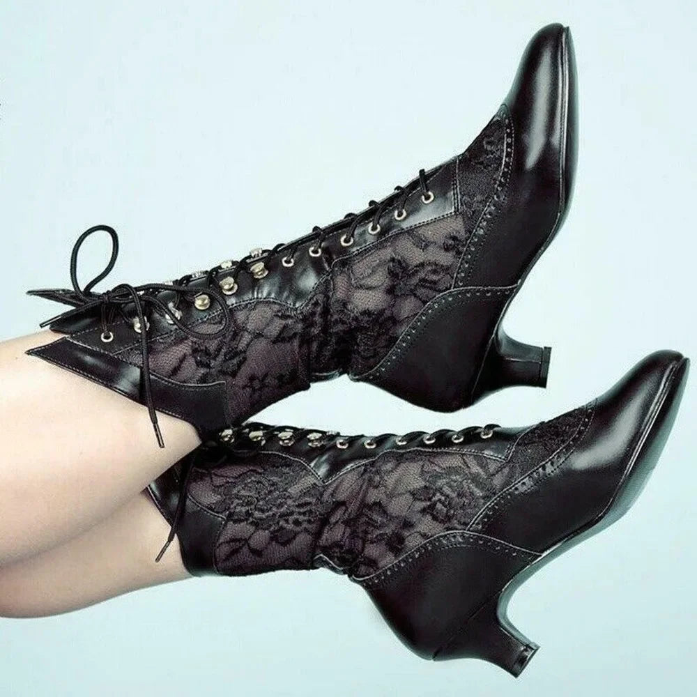Elegant Victorian Pointed Witchy Boots