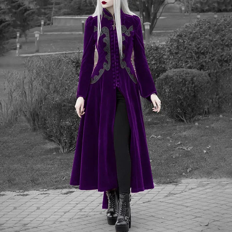 Long Sleeve Velvet Tailcoat Gothic Vampire Medieval