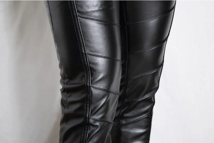 Goth Steampunk Pu Leather Pant Black Motorcycle Slim Legging