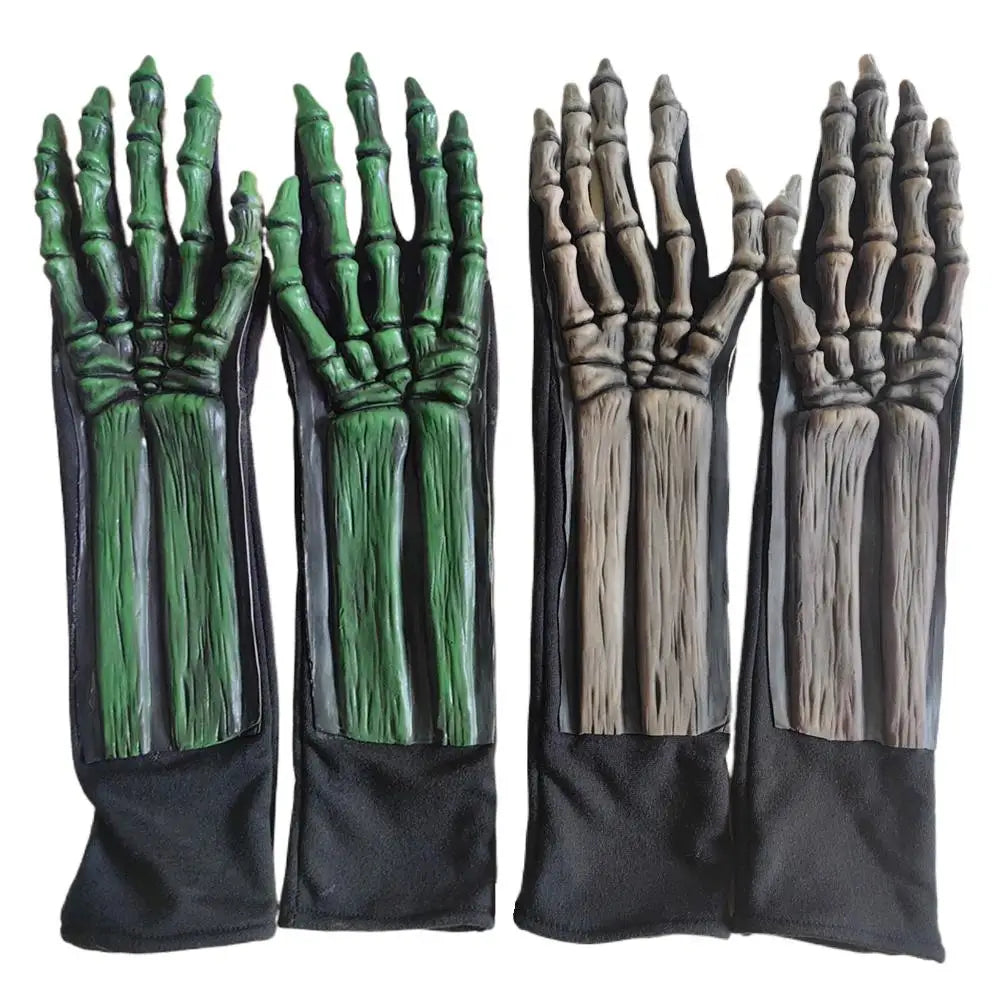 Luminous Skull Bone Gloves Glow In Dark Long Sleeve Skeleton
