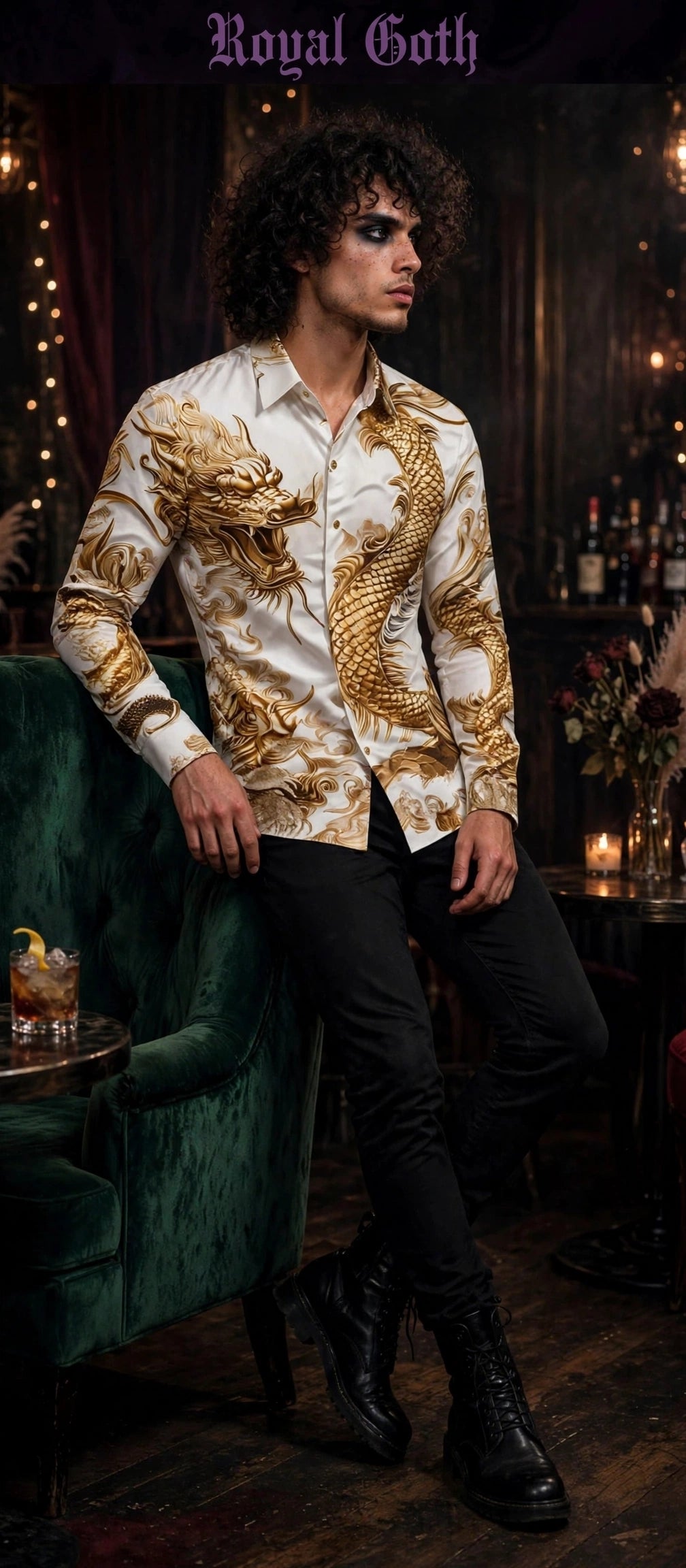 Dragon Men's Long Sleeve Casual Shirt 3D Printed