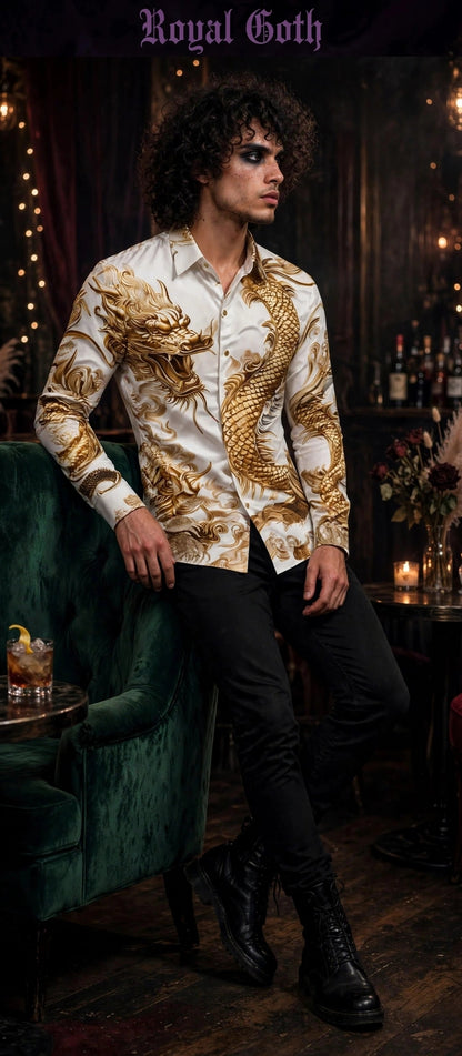 Dragon Men's Long Sleeve Casual Shirt 3D Printed