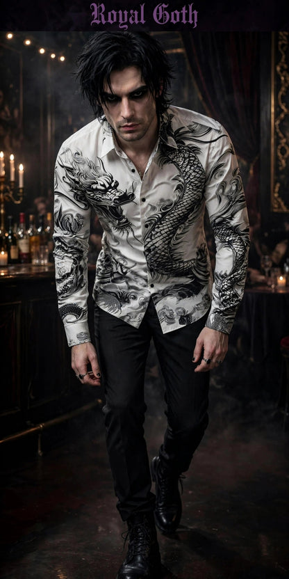 Dragon Men's Long Sleeve Casual Shirt 3D Printed