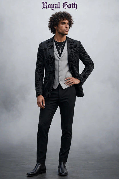 Jacquard Flocking Casual Suit Coat