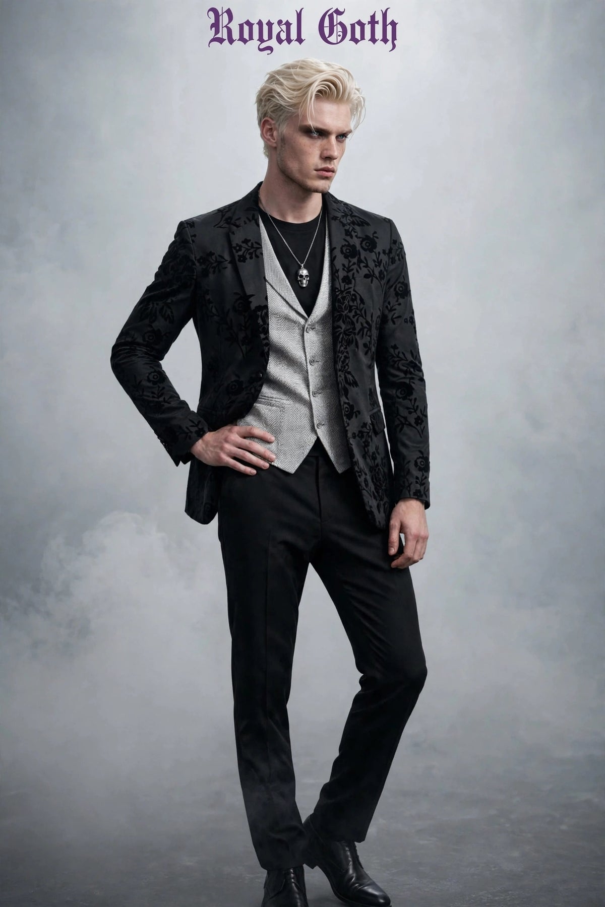 Jacquard Flocking Casual Suit Coat