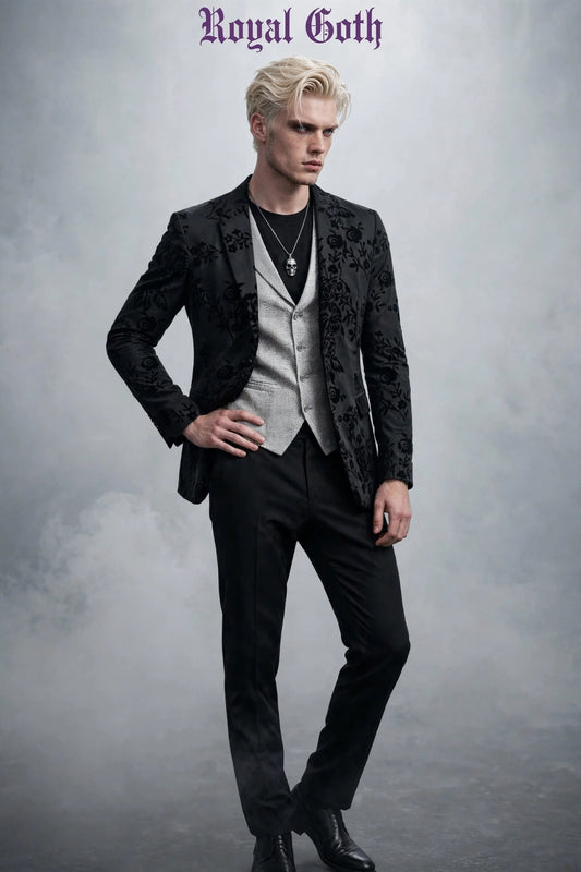 Jacquard Flocking Casual Suit Coat