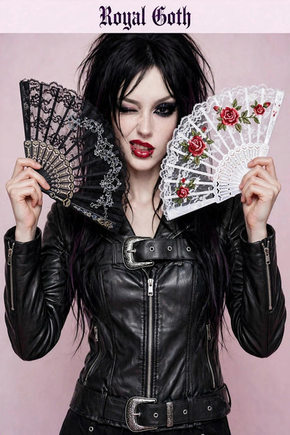 Gothic Victorian Lace Bamboo Fans