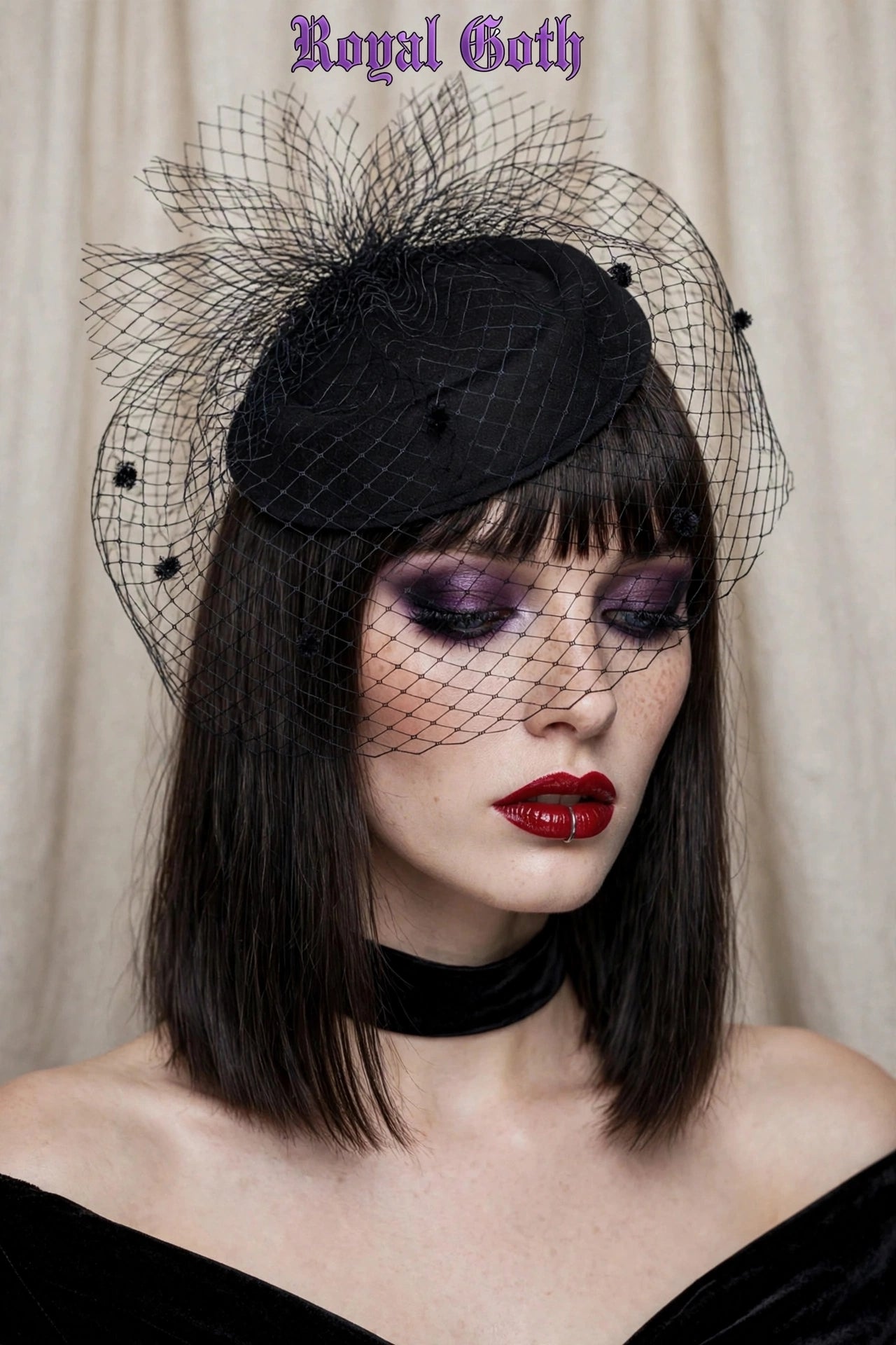 Retro Black Veil Small Dinner Party Hat