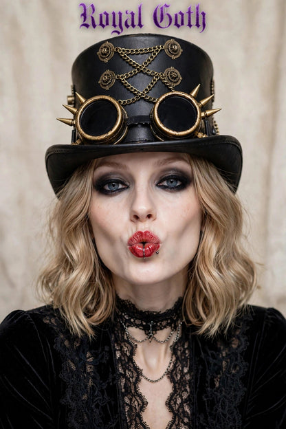 Victorian Steampunk Top Hat with Goggles Vintage