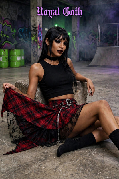 Red Plaid CyberClubbing Skirt