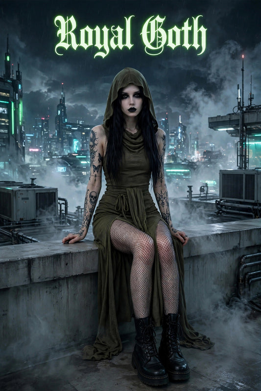 Cyber Hooded Desert Walker Split-Side Huntress Dress