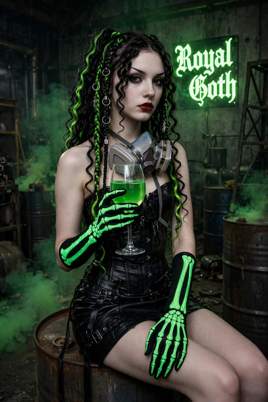 Luminous Skull Bone Gloves Glow In Dark Long Sleeve Skeleton