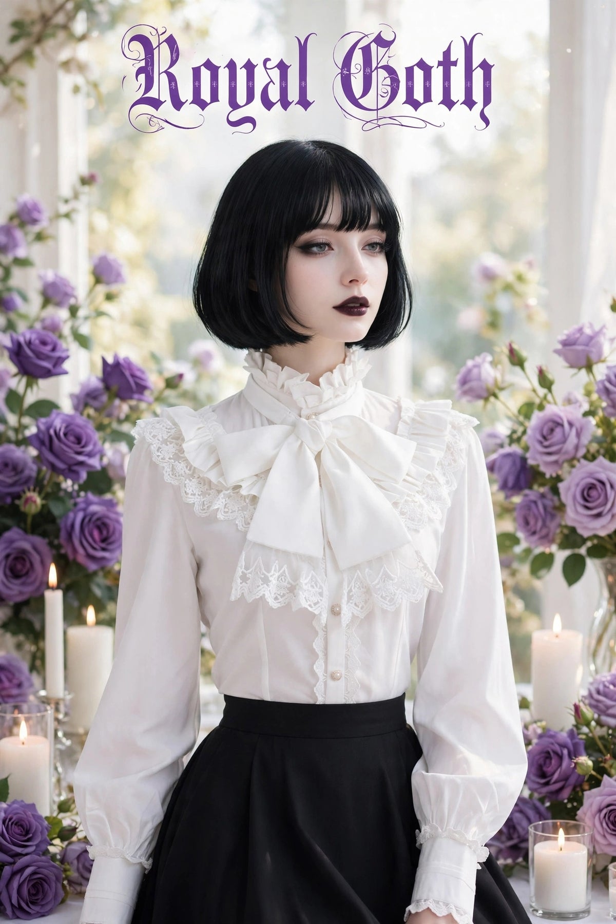 Vintage Ruffle High Collar Gothic Blouse