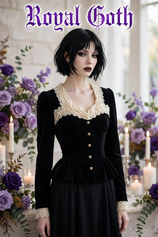 Luxury French Velvet Blouse Office Lady