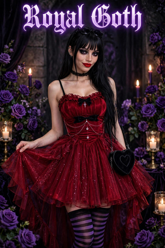 Sling Retro Tulle Ruffles Trim Dress
