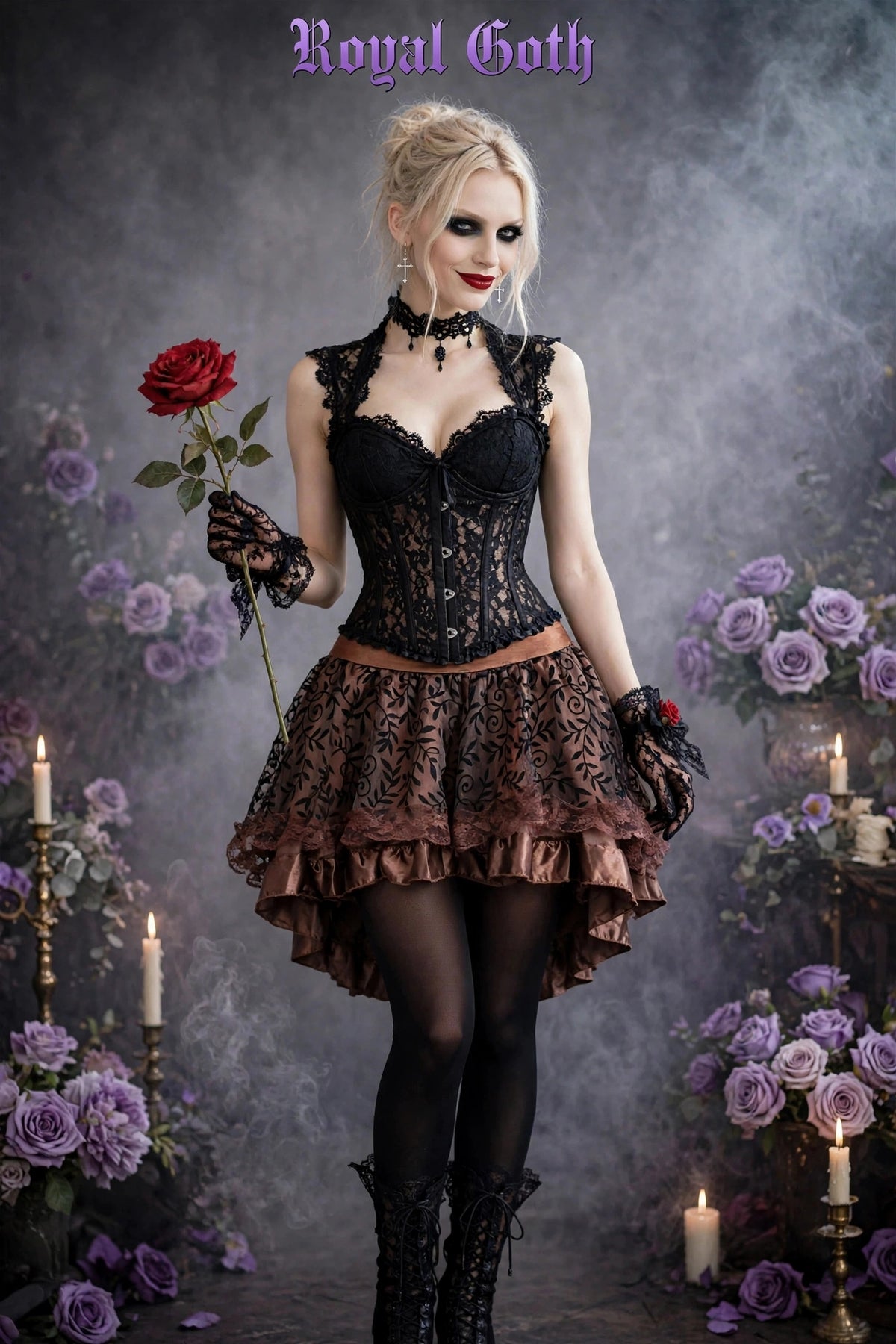 Steampunk Gothic Burlesque Floral Lace Skirt Asymmetrical Showgirls