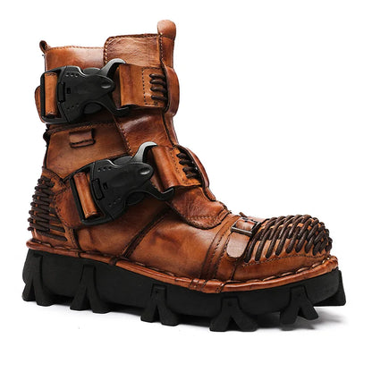 Men's Cowhide Genuine Leather Skull Desert Ankle Boots Handmade