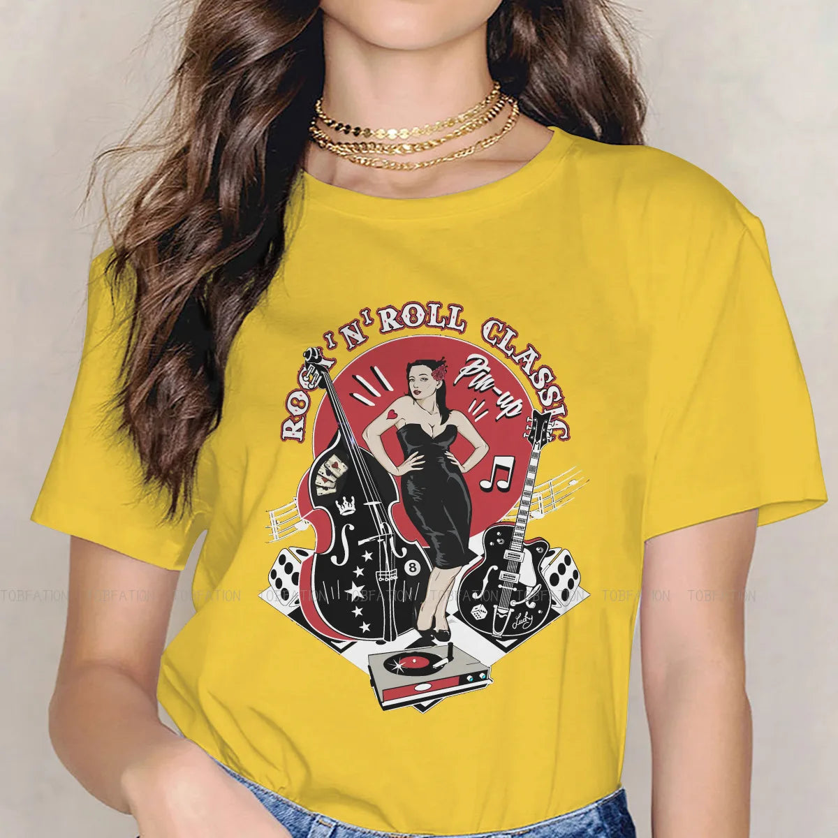 Rockabilly Vintage Rock Roll Pin Up Oversized Hipster T Shirt