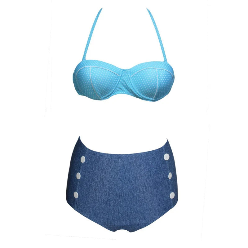 Retro Swimsuit Vintage Pin Up High Waist Bikini Bathing Suit