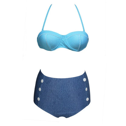 Retro Swimsuit Vintage Pin Up High Waist Bikini Bathing Suit