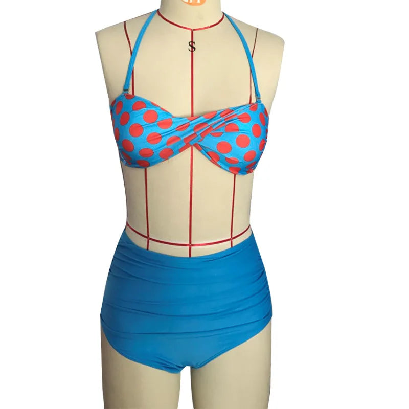Retro Swimsuit Vintage Pin Up High Waist Bikini Bathing Suit
