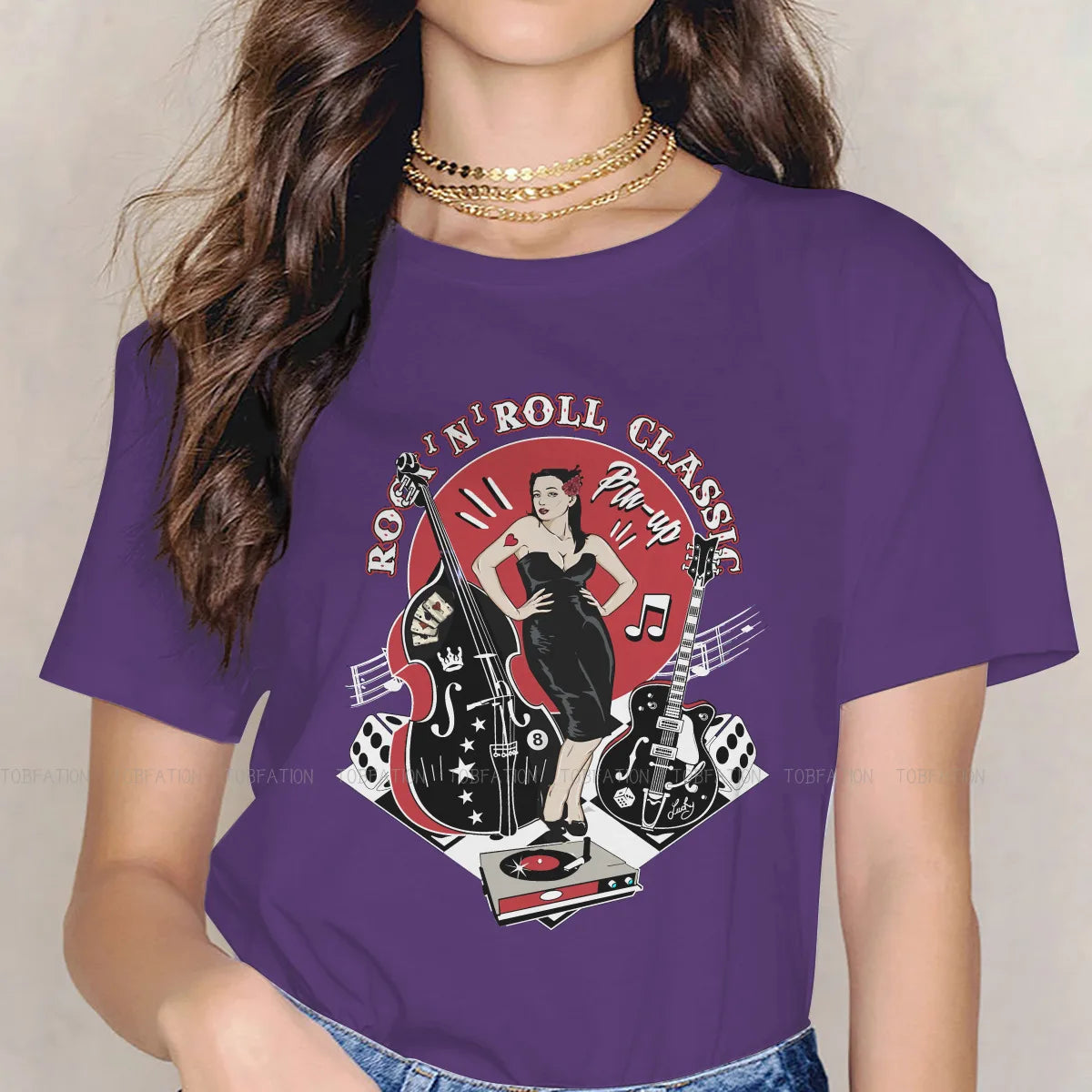 Rockabilly Vintage Rock Roll Pin Up Oversized Hipster T Shirt