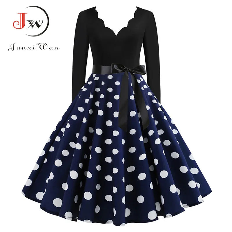 Vintage V Polka Dot Pin Up Dress