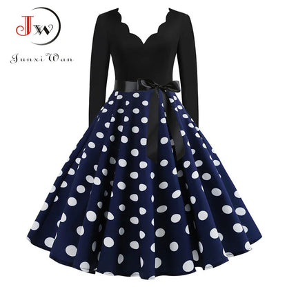 Vintage V Polka Dot Pin Up Dress