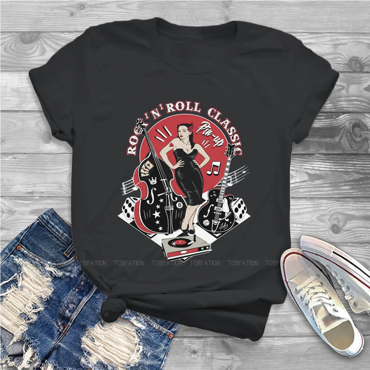 Rockabilly Vintage Rock Roll Pin Up Oversized Hipster T Shirt