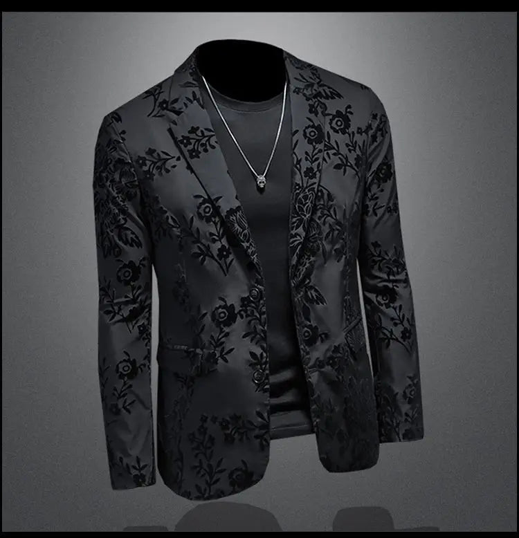 Jacquard Flocking Casual Suit Coat