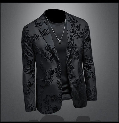 Jacquard Flocking Casual Suit Coat