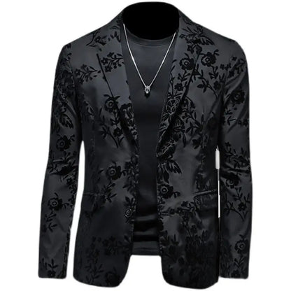 Jacquard Flocking Casual Suit Coat