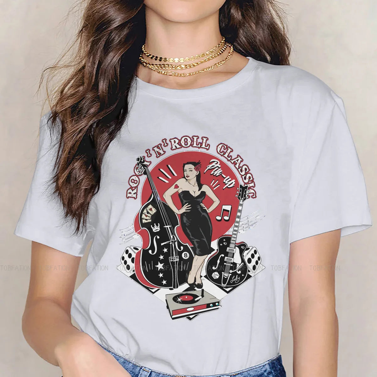 Rockabilly Vintage Rock Roll Pin Up Oversized Hipster T Shirt