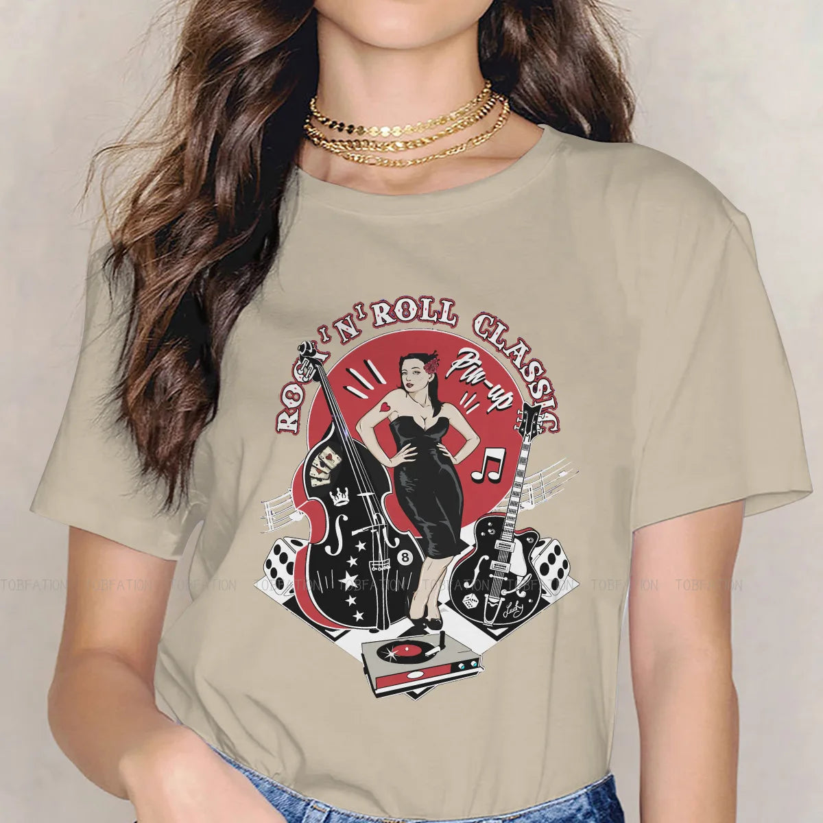 Rockabilly Vintage Rock Roll Pin Up Oversized Hipster T Shirt