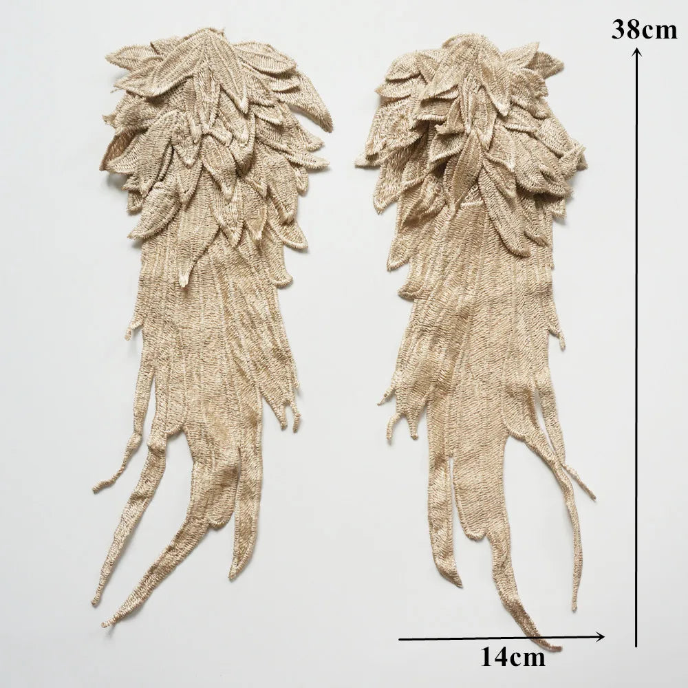2PCS/Set Embroidery Angel Wing Applique Sewing Flower Collar Patch