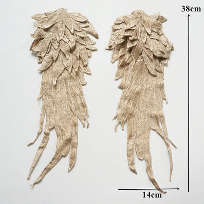 2PCS/Set Embroidery Angel Wing Applique Sewing Flower Collar Patch