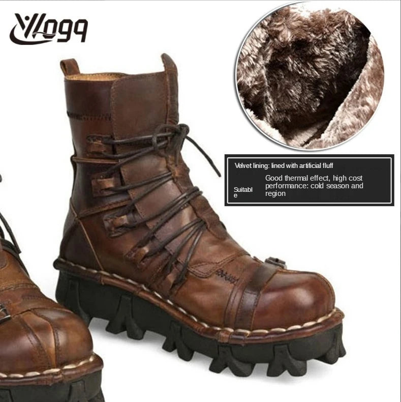 Men's Cowhide Genuine Leather Skull Desert Ankle Boots Handmade