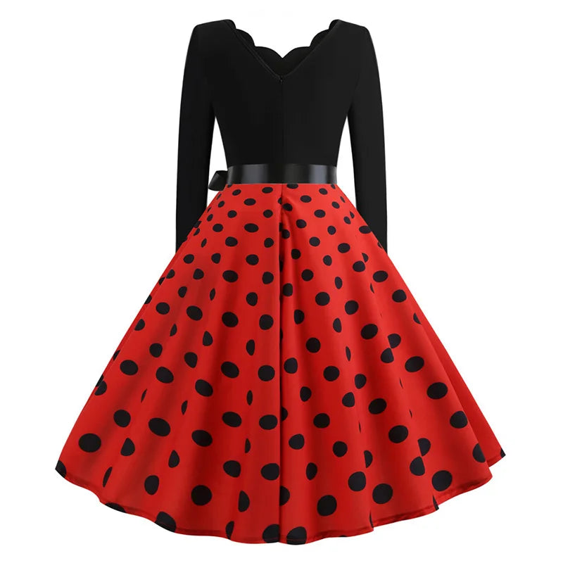 Vintage V Polka Dot Pin Up Dress