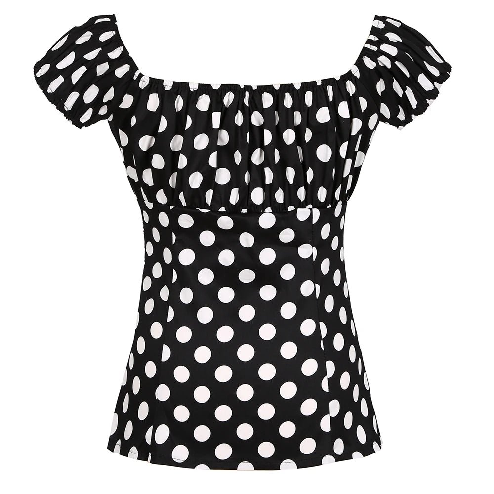 Retro Vintage 50s Polka Dot Pin Up Women's Blouses