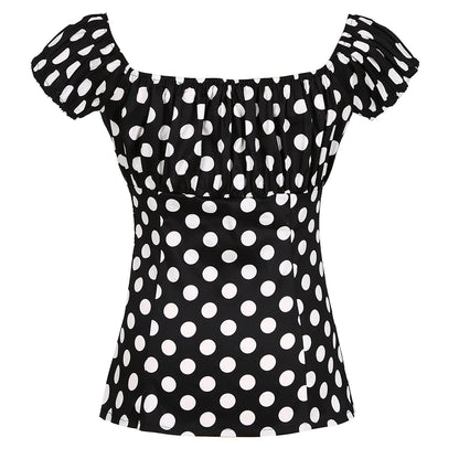 Retro Vintage 50s Polka Dot Pin Up Women's Blouses