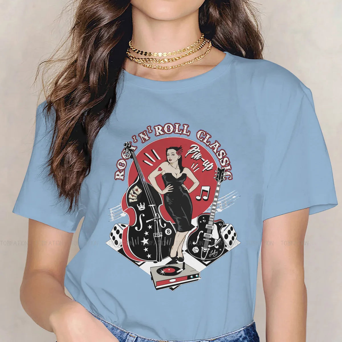 Rockabilly Vintage Rock Roll Pin Up Oversized Hipster T Shirt