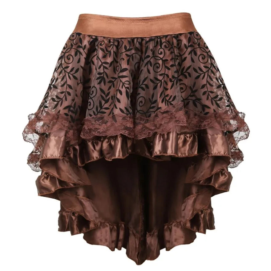 Steampunk Gothic Burlesque Floral Lace Skirt Asymmetrical Showgirls