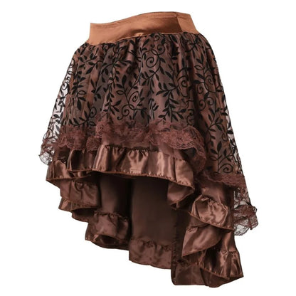 Steampunk Gothic Burlesque Floral Lace Skirt Asymmetrical Showgirls