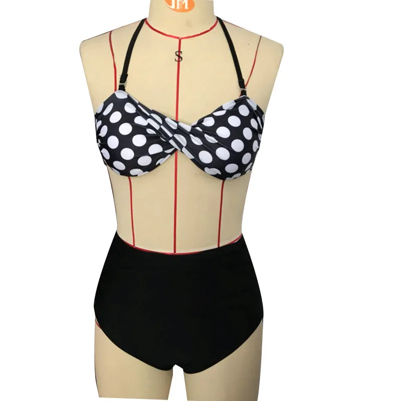 Retro Swimsuit Vintage Pin Up High Waist Bikini Bathing Suit
