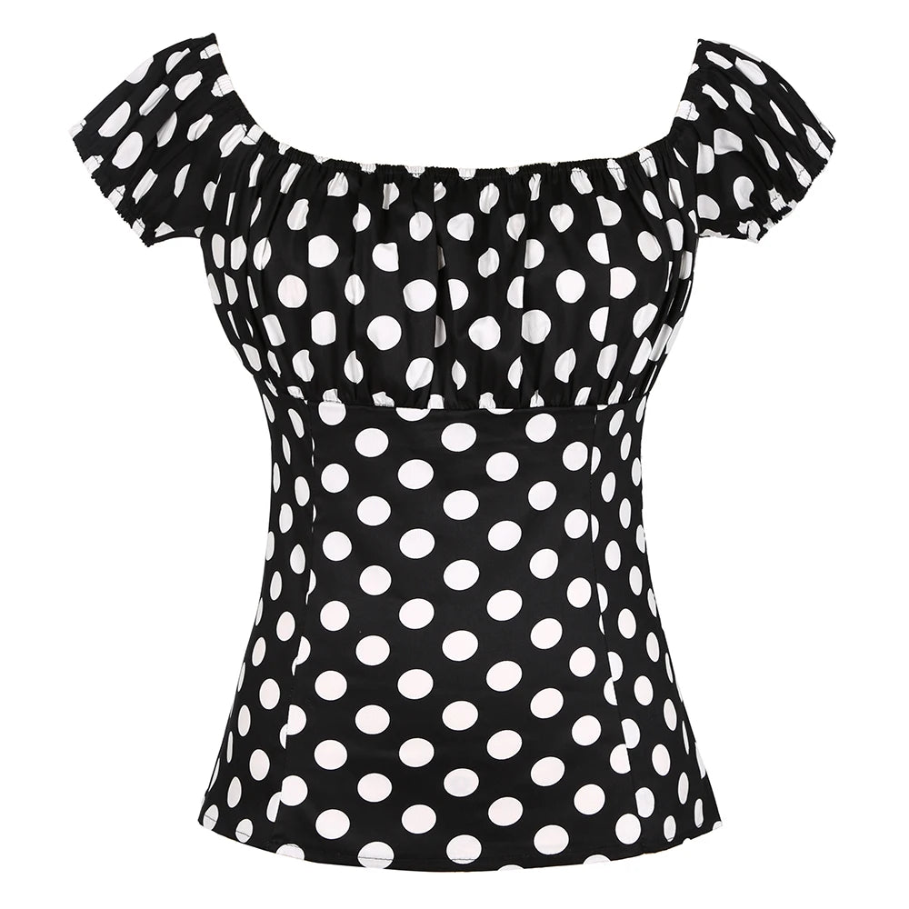 Retro Vintage 50s Polka Dot Pin Up Women's Blouses