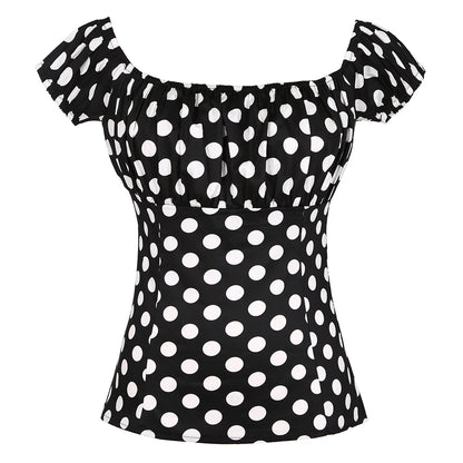 Retro Vintage 50s Polka Dot Pin Up Women's Blouses
